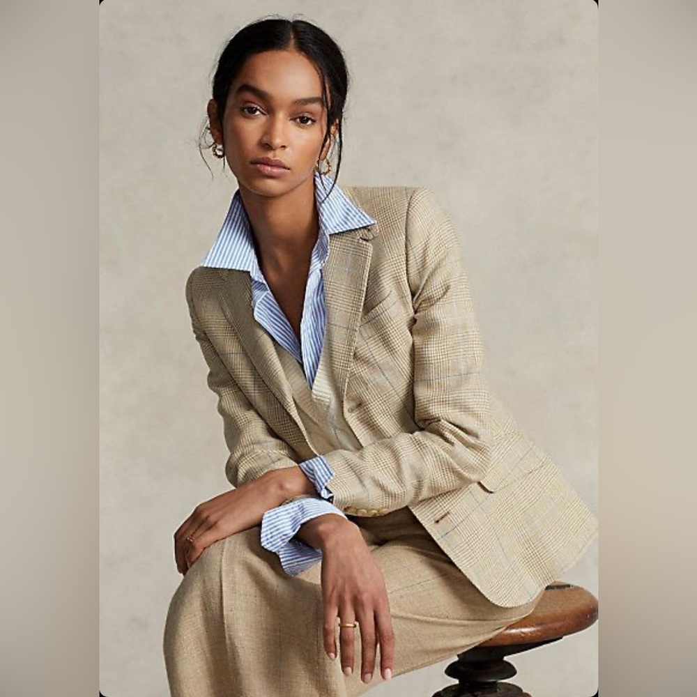 2 Piece set Ralph Lauren Women's Tan Blazer and Trousers